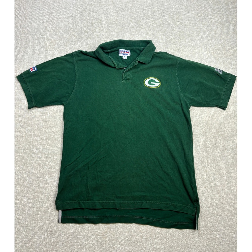 Vintage Starter NFL Pro Line Green Bay Packers Polo Shirt Mens Medium Green